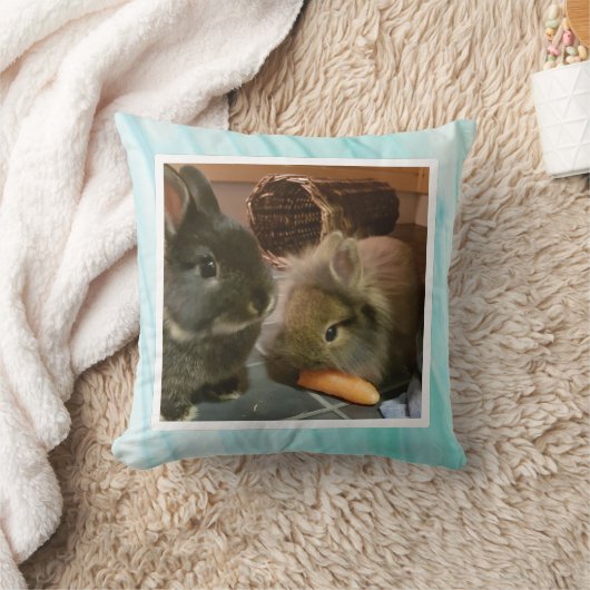 Pet bunny photo -light green クッション (ブランケット)