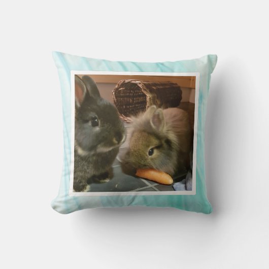 Pet bunny photo -light green クッション (正面)