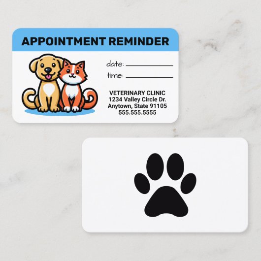 Pet Business Appointment Card 予約カード (正面/裏面)