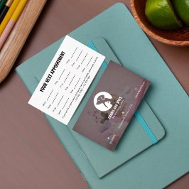 Pet Care Appointment Card with Logo & Cute Animal 予約カード