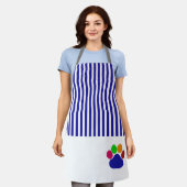 Pet Care Blue Stripes  エプロン (着用した状態)