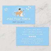 Pet Care Clinic Hospital Vet Add Social Media Blue 名刺 (正面/裏面)