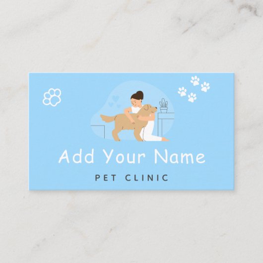 Pet Care Clinic Hospital Vet Add Social Media Blue 名刺 (正面)