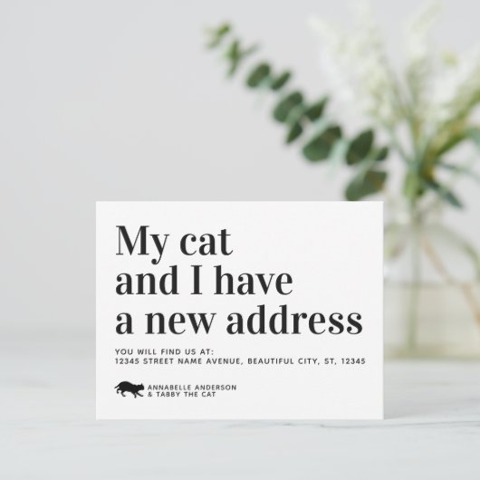 Pet Catモダン引っ越しました新しいアドレスの移動 案内ポストカード (スタンド正面)