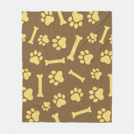 Pet - Cat or Dog Paw Footprint and Bone Pattern   フリースブランケット