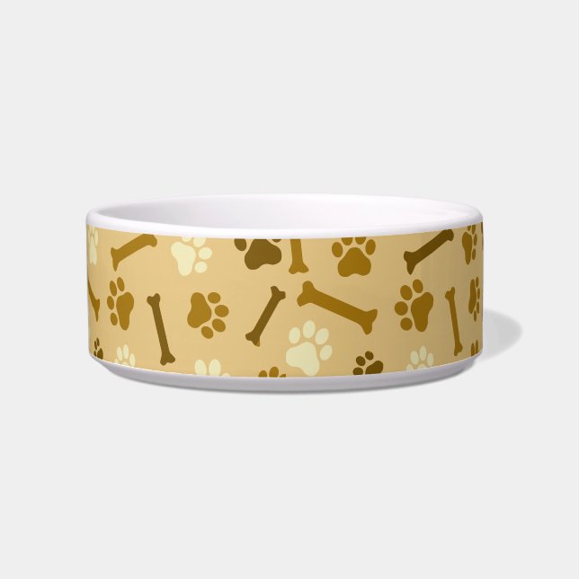 Pet - Cat or Dog Paw Footprint and Bone Pattern  ボウル (正面)