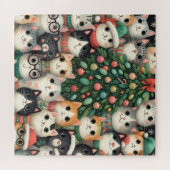 Pet cats and Christmas Tree ジグソーパズル (横)