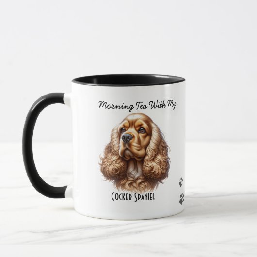  Pet Cocker Spaniel Paws Brown Personalize マグカップ (左)