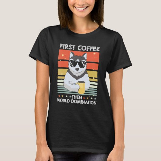 Pet Coffee Dog Breed Siberian Husky Tシャツ (正面)