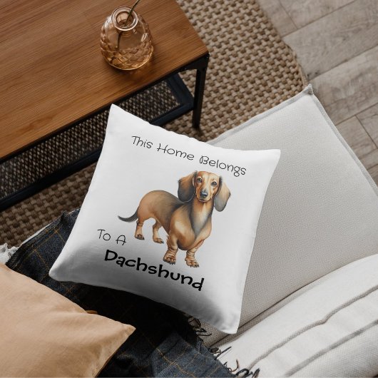 Pet Dachshund Brown Personalize クッション