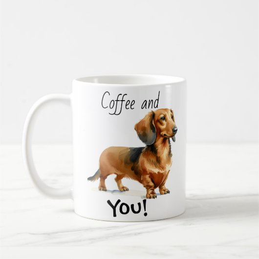  Pet  Dachshund BROWNS Cofffee Personalize コーヒーマグカップ (左)