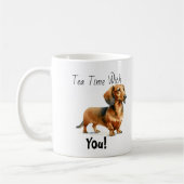 Pet Dachshund Browns 'Tea Time' Personalize  コーヒーマグカップ (左)