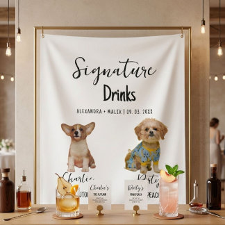 Pet Dog Calligraphy Signature Drink wedding sign タペストリー