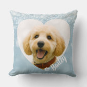 Pet Dog Cat Custom Photo Blue Memorial Keepsake クッション (正面)