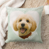 Pet Dog Cat Custom Photo Green Memorial Keepsake クッション (ブランケット)