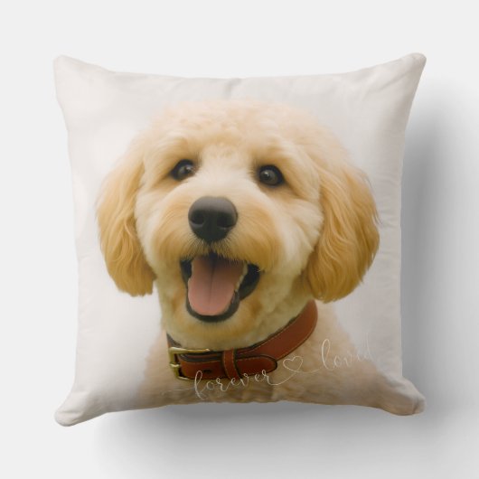 Pet Dog Cat Custom Photo Green Memorial Keepsake クッション (裏面)