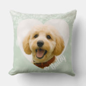 Pet Dog Cat Custom Photo Green Memorial Keepsake クッション (正面)