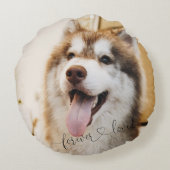 Pet Dog Cat Custom Photo Memorial Keepsake ラウンドクッション (裏面)