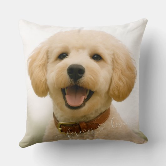 Pet Dog Cat Custom Photo Pink Memorial Keepsake クッション (裏面)