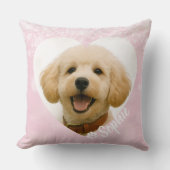 Pet Dog Cat Custom Photo Pink Memorial Keepsake クッション (正面)