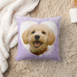 Pet Dog Cat Custom Photo Purple Memorial Keepsake クッション