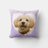 Pet Dog Cat Custom Photo Purple Memorial Keepsake クッション (正面)