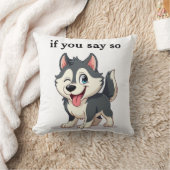 Pet Dog Cheeky Winking Husky Cartoon Throw Pillow クッション (ブランケット)