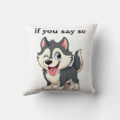 Pet Dog Cheeky Winking Husky Cartoon Throw Pillow クッション (裏面)
