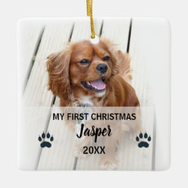 Pet Dog First Christmas Photos Tree Ornament セラミックオーナメント