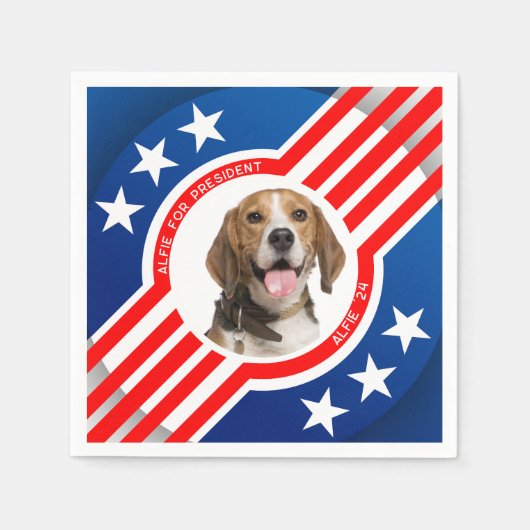 Pet Dog for President Photo USAの選挙2024 スタンダードカクテルナプキン (正面)