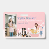 Pet Dog Grooming Salon Photo Staff Name ID バッジ (表面)