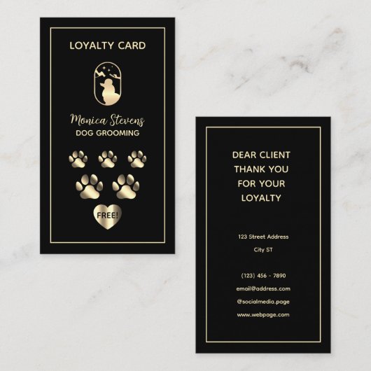 Pet dog grooming service Loyalty Card 名刺 (正面/裏面)