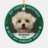 Pet Dog My First Christmas Custom Photo セラミックオーナメント (正面)