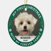 Pet Dog My First Christmas Custom Photo セラミックオーナメント (左)