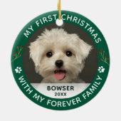 Pet Dog My First Christmas Custom Photo セラミックオーナメント (裏面)