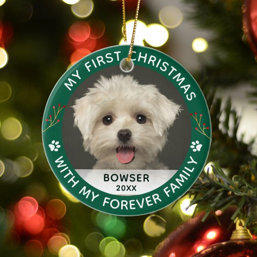 Pet Dog My First Christmas Custom Photo セラミックオーナメント