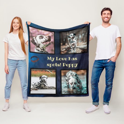 Pet dog photo collage dalmatian  フリースブランケット (インサイチュ)