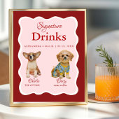 Pet Dog Valentine Signature Drink wedding sign ポスター