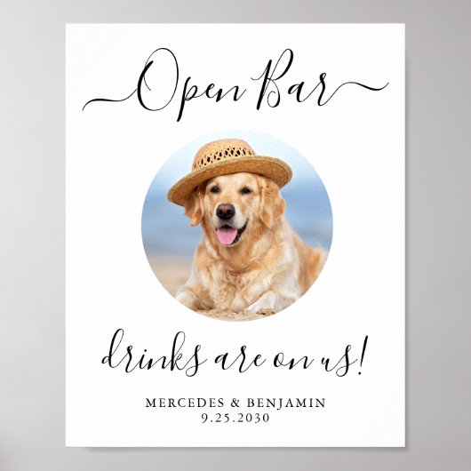 Pet Dog Wedding Open Bar Personalized Drinks On Us ポスター (正面)