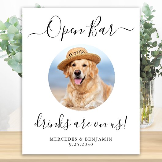 Pet Dog Wedding Open Bar Personalized Drinks On Us ポスター
