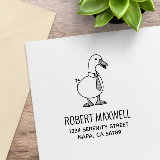 Pet Duck Goose Necktie Return Address ラバースタンプ