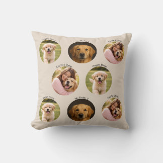 Pet Family Photos Mother's Day Throw Pillow Beige クッション
