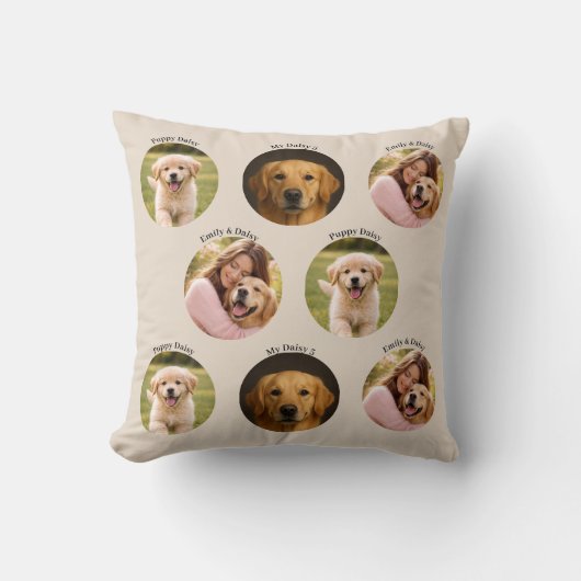 Pet Family Photos Mother's Day Throw Pillow Beige クッション (正面)