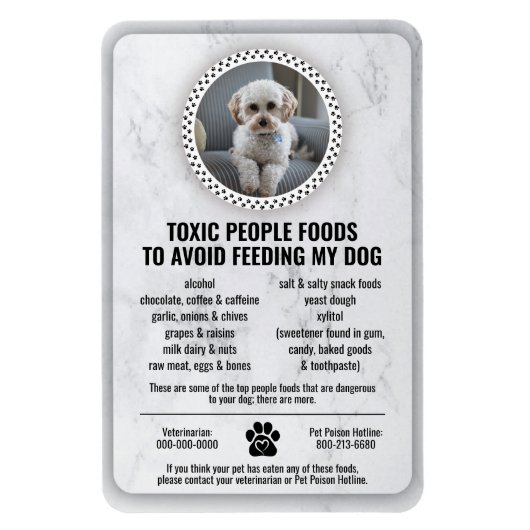 Pet Food Safety Toxic Foods for Dogs to Avoid マグネット (縦)