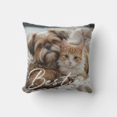 Pet Friends Dog Dad Cat Mom Gift BFF Besties Photo クッション (正面)