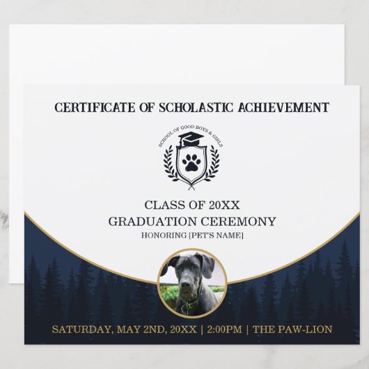 Pet Graduation Certificate Dog Training Diploma (正面/裏面)