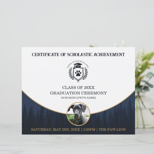 Pet Graduation Certificate Dog Training Diploma (スタンド正面)