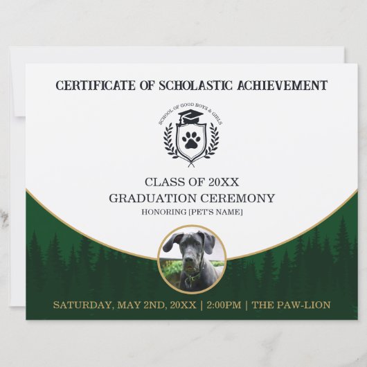 Pet Graduation Certificate Dog Training Diploma (正面)