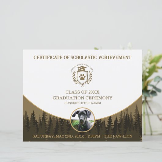 Pet Graduation Certificate Dog Training Diploma (スタンド正面)