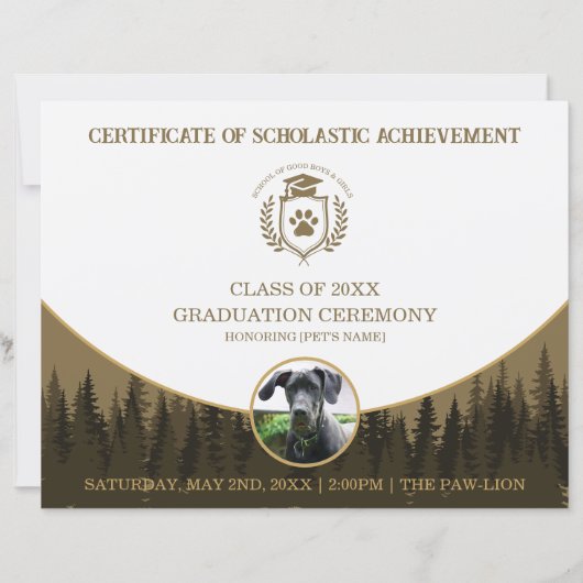 Pet Graduation Certificate Dog Training Diploma (正面)